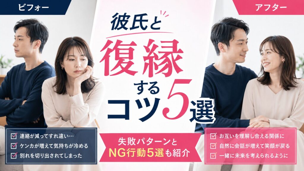 彼氏と復縁するコツ5選｜失敗パターンとNG行動5選も紹介