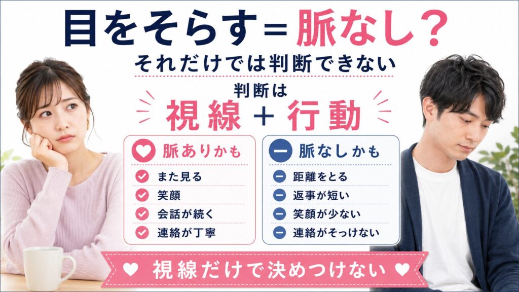 男性が目をそらすのは脈あり？脈なし？を説明する画像