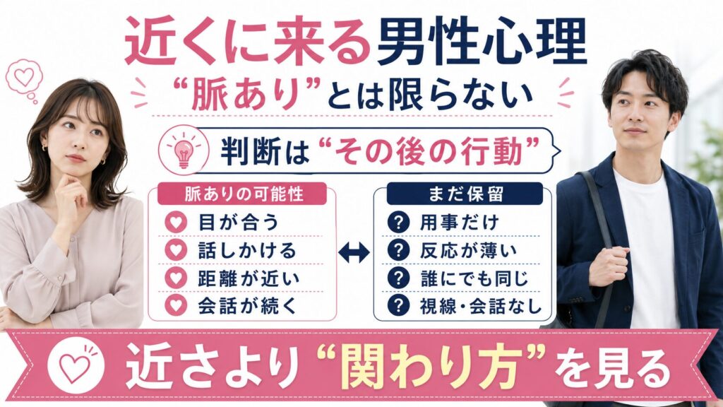 近くに来る男性心理：「脈あり」とは限らない