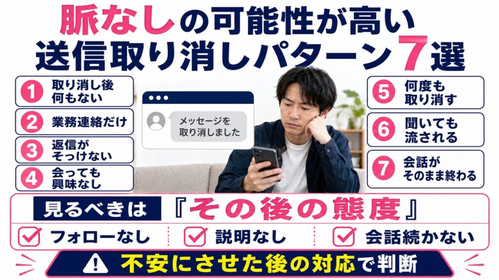 脈なしの可能性が高い送信取り消しパターン【7選】を説明する画像