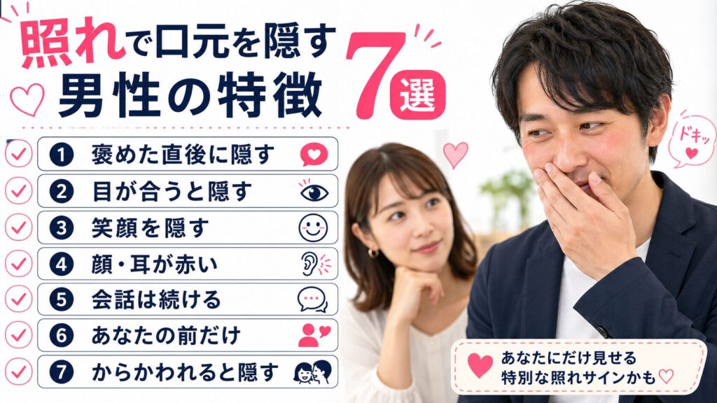照れで口元を隠す男性の特徴【7選】を説明する画像