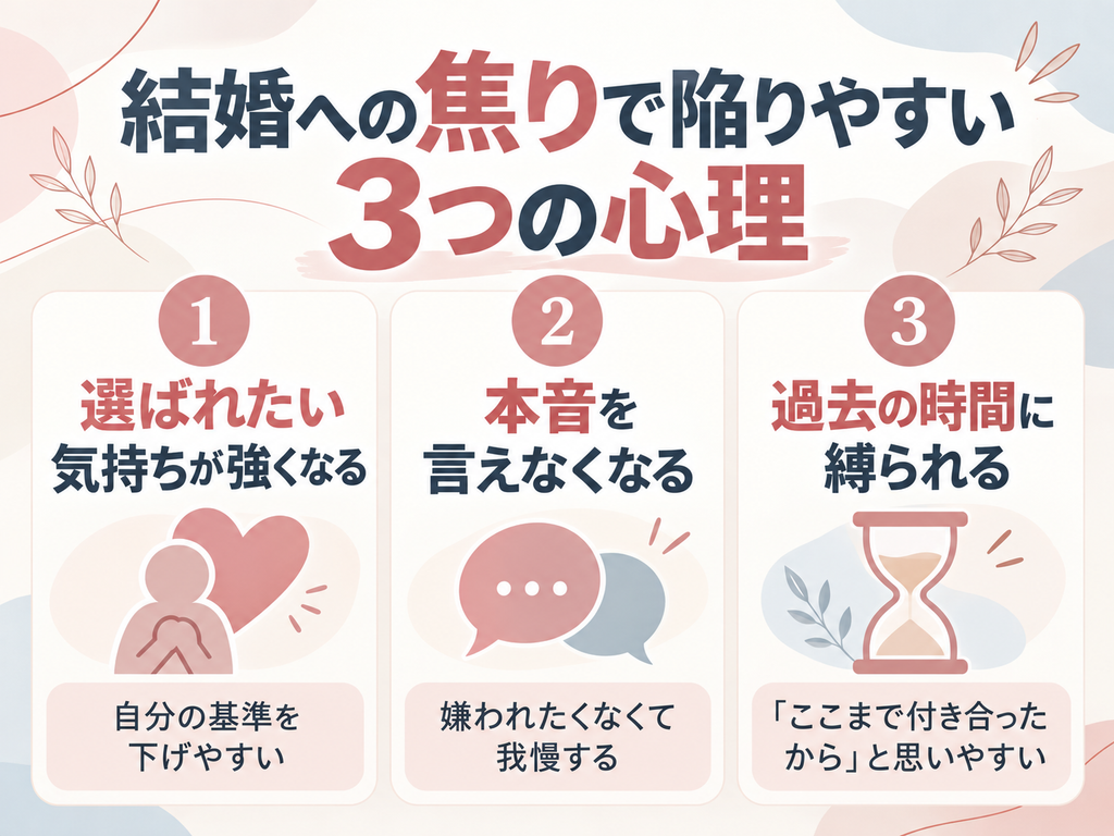 結婚に焦るほど恋愛がうまくいかなくなる女性の共通点3選